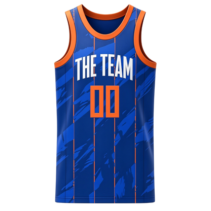 Custom blue with orange trim basketball singlet