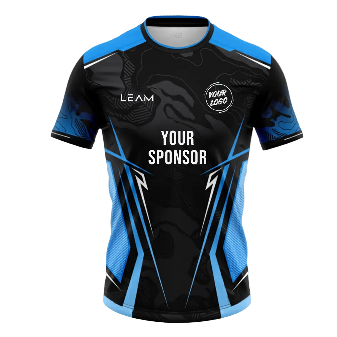 Custom black and light blue football jersey
