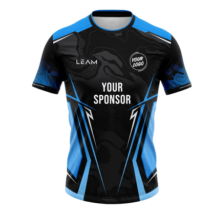 Custom black and light blue football jersey