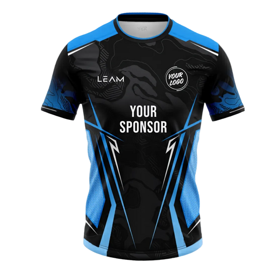 Custom black and light blue football jersey