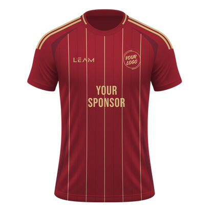 Custom dark red with vertical gold stripes football jersey