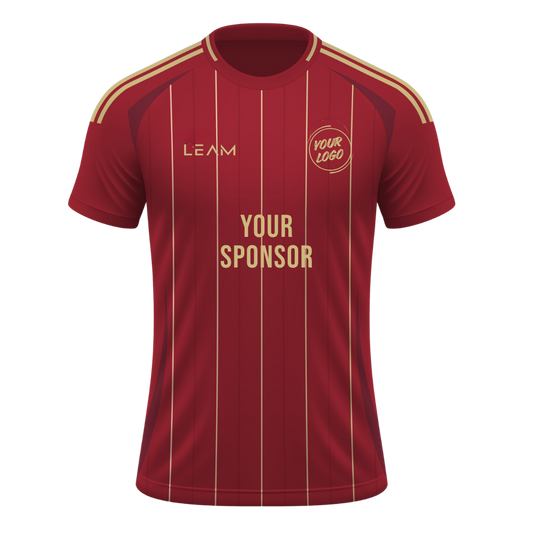 Custom dark red with vertical gold stripes football jersey