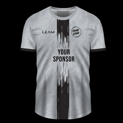 Custom grey sports football jersey with black paint brush stripe down the middle